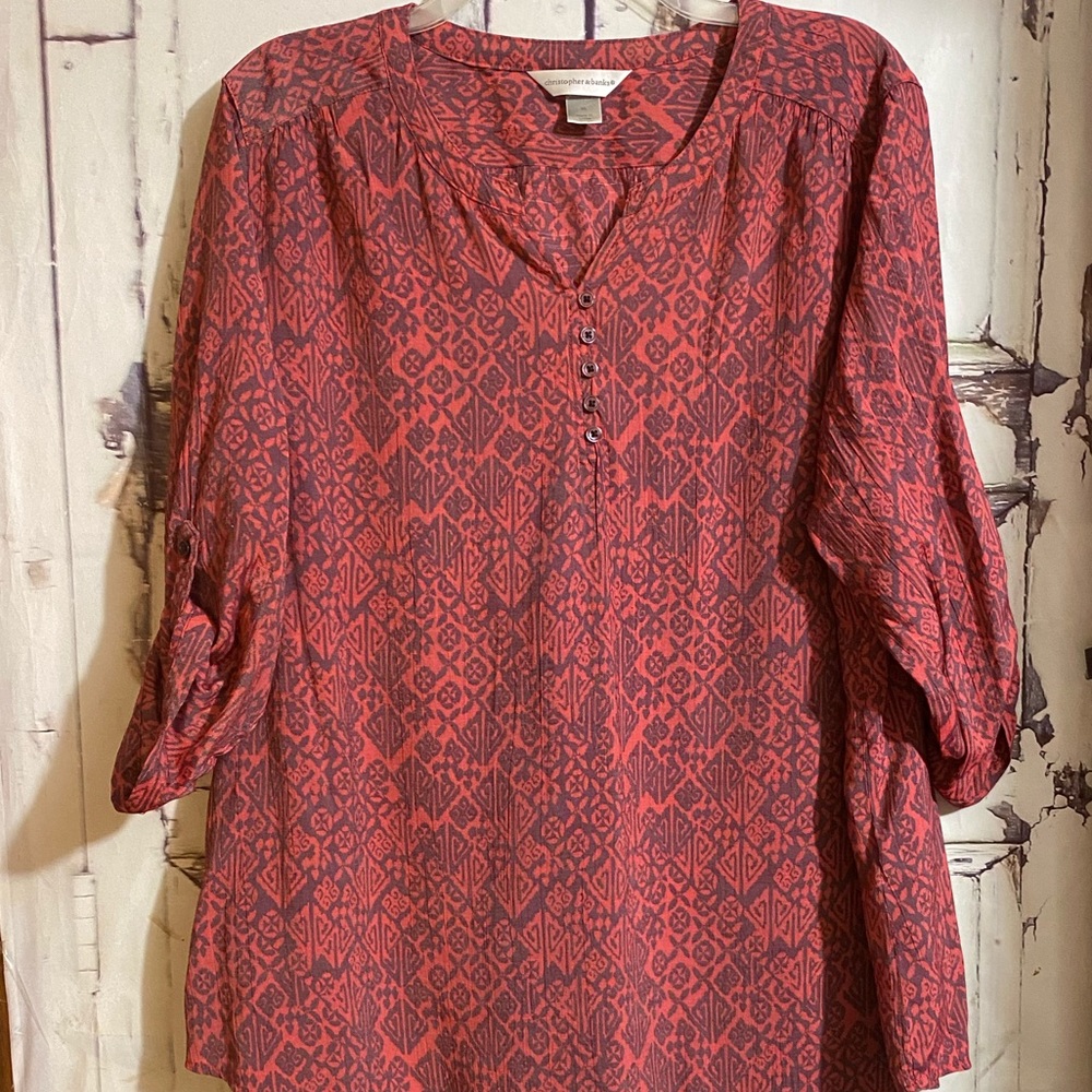 Christopher & Banks Women’s 3/4 Sleeve XL Top - Picture 2 of 4